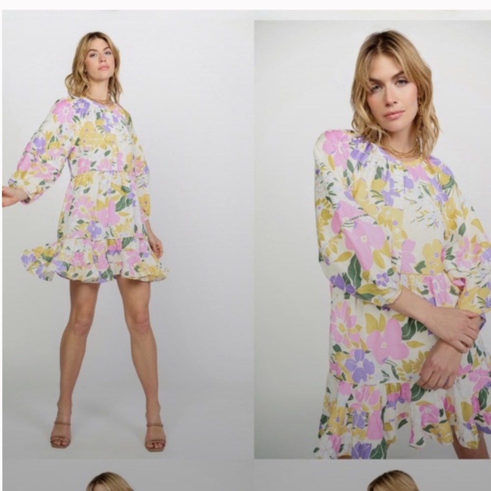 Current air vintage floral tiered babydoll mini dress NWT